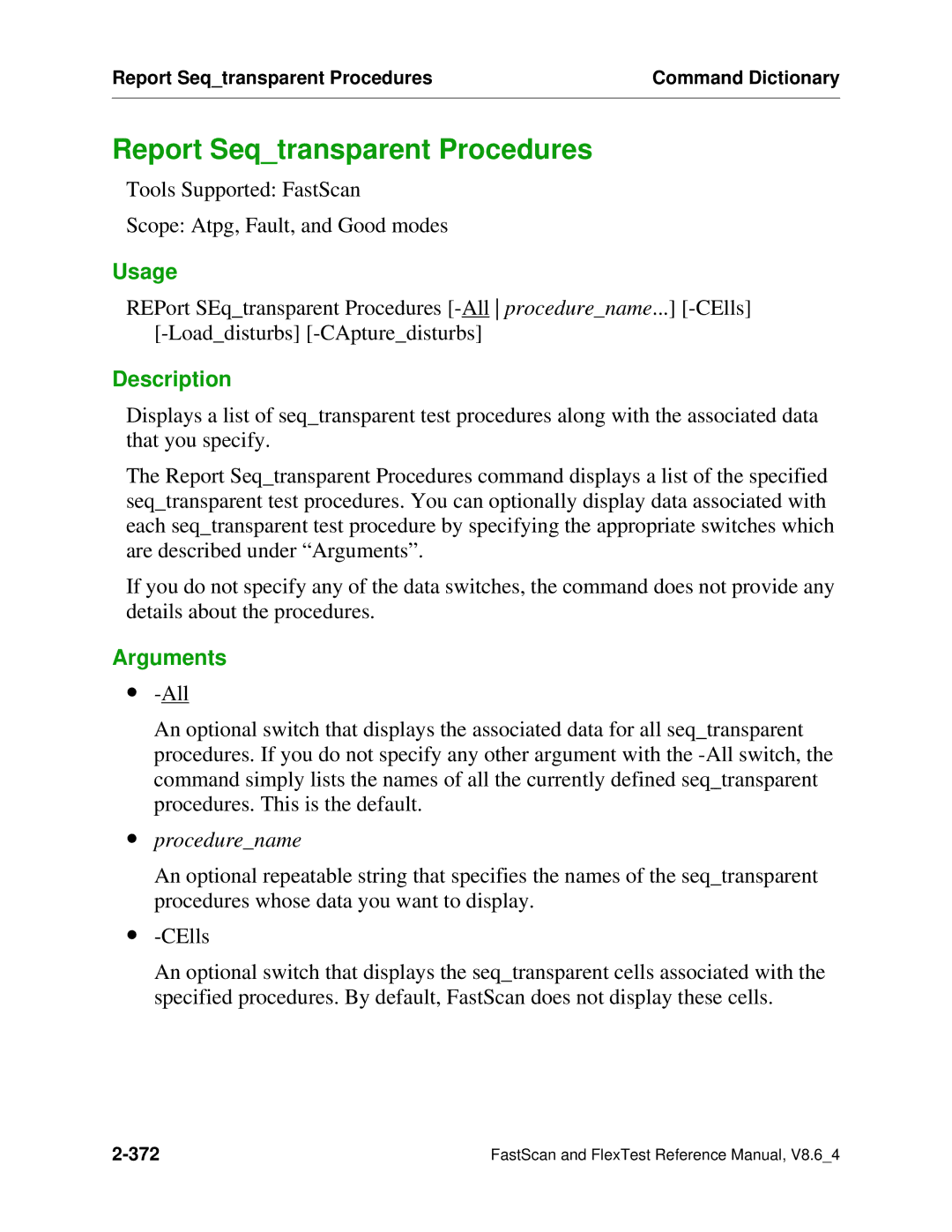 Mentor v8.6_4 manual Report Seqtransparent Procedures, ∙ procedurename 