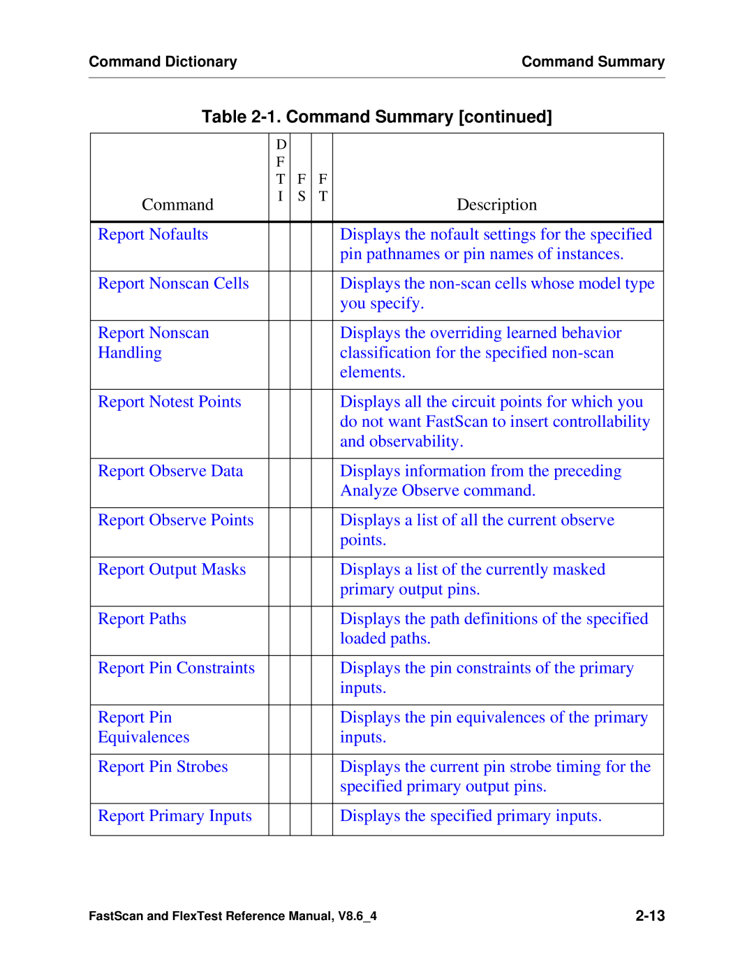 Mentor v8.6_4 manual Command Summary 