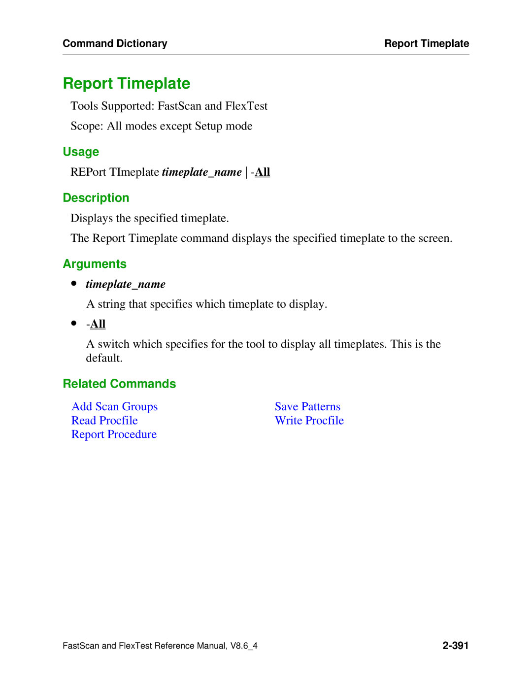 Mentor v8.6_4 manual Report Timeplate, ∙ timeplatename 