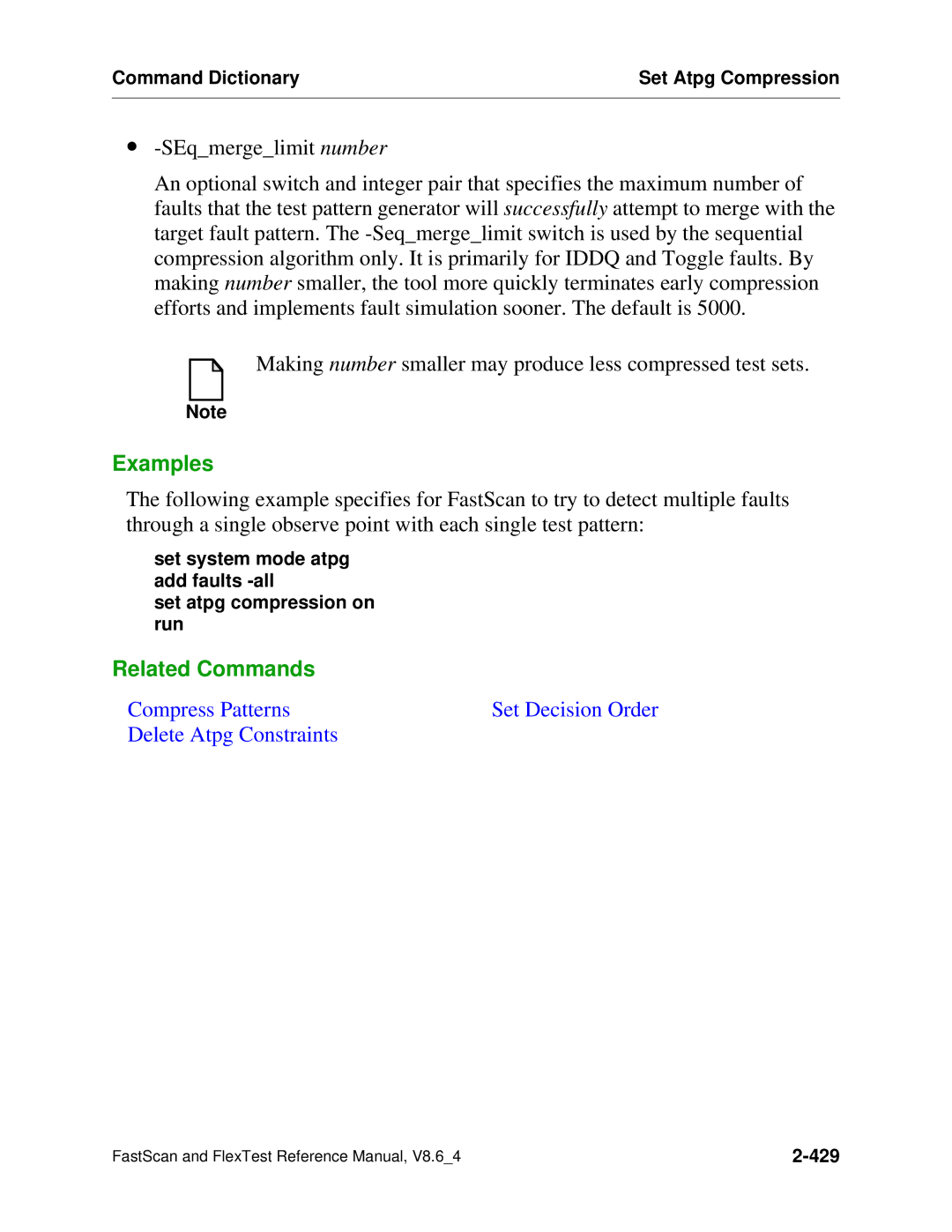 Mentor v8.6_4 manual Compress Patterns Set Decision Order Delete Atpg Constraints 