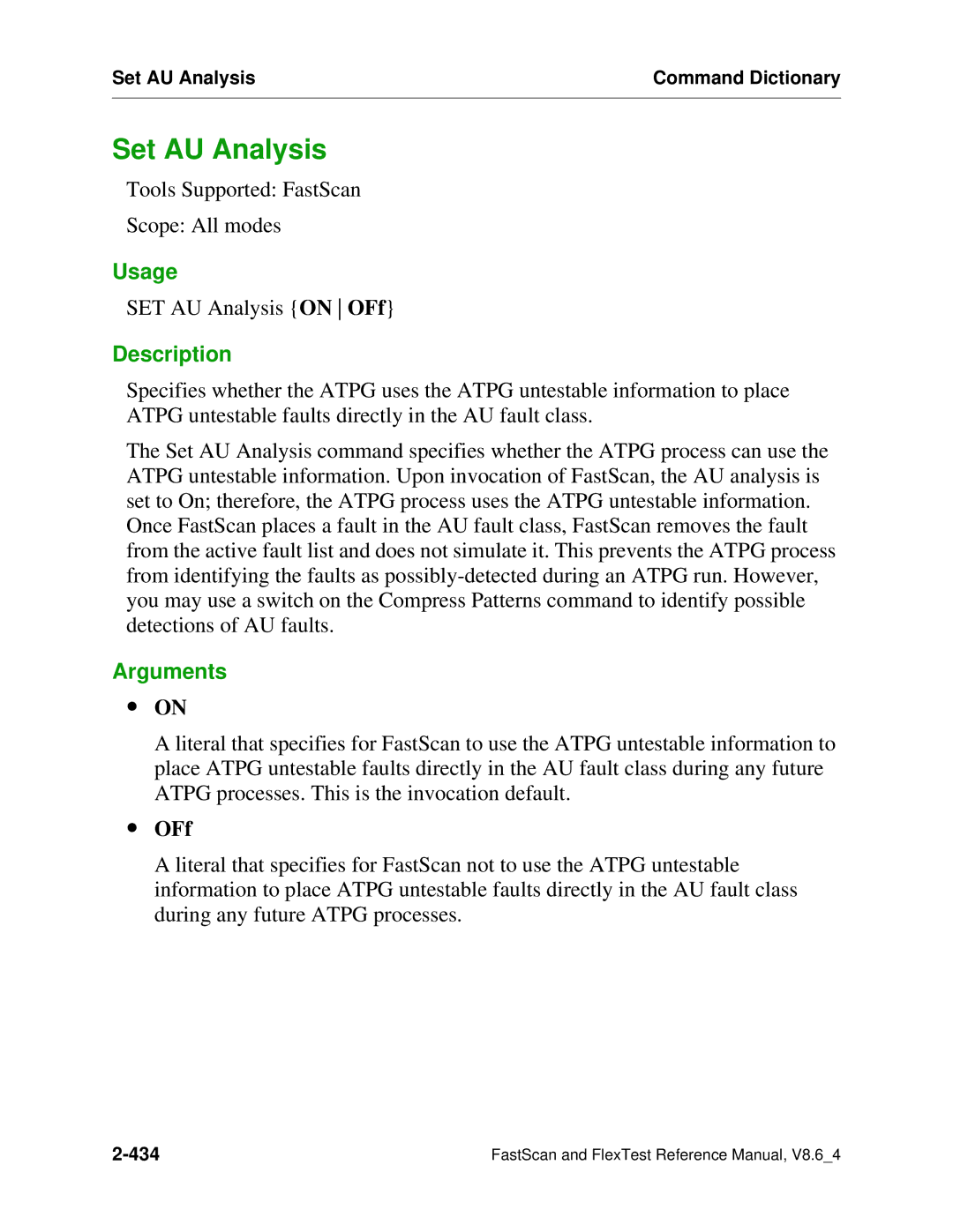 Mentor v8.6_4 manual Set AU Analysis, ∙ on, ∙ OFf 