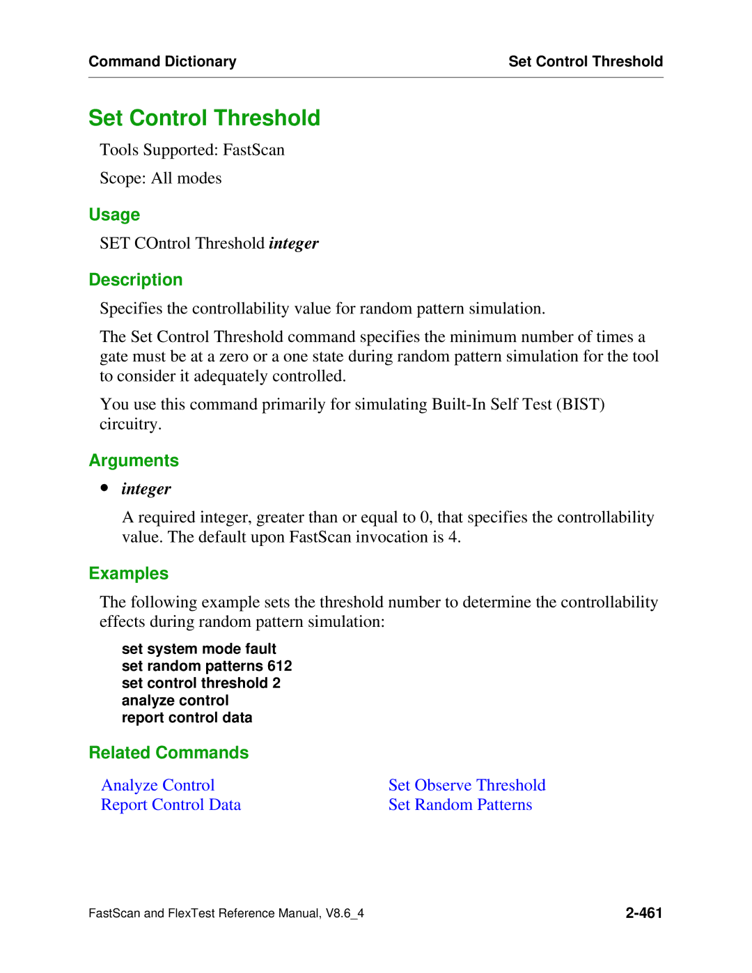 Mentor v8.6_4 manual Set Control Threshold, ∙ integer 