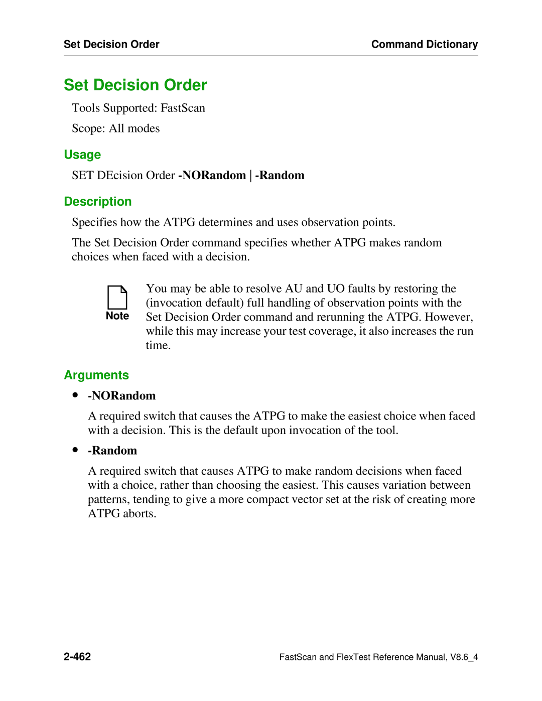 Mentor v8.6_4 manual Set Decision Order, ∙ -NORandom, ∙ -Random 