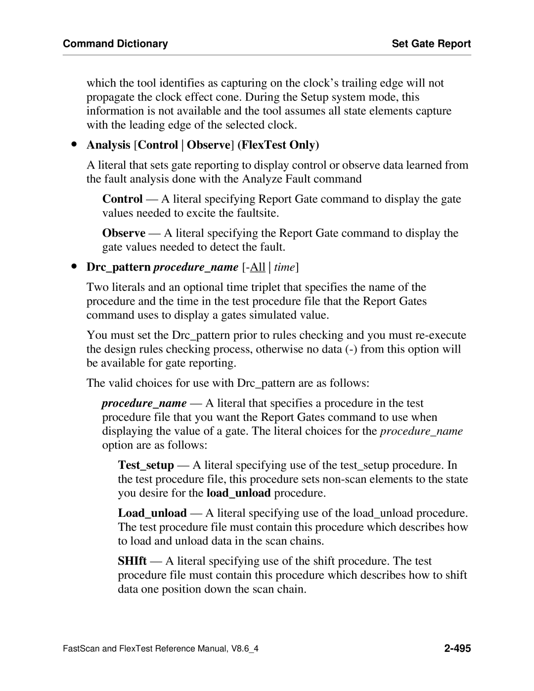 Mentor v8.6_4 manual ∙ Analysis Control Observe FlexTest Only, ∙ Drcpattern procedurename -All time 