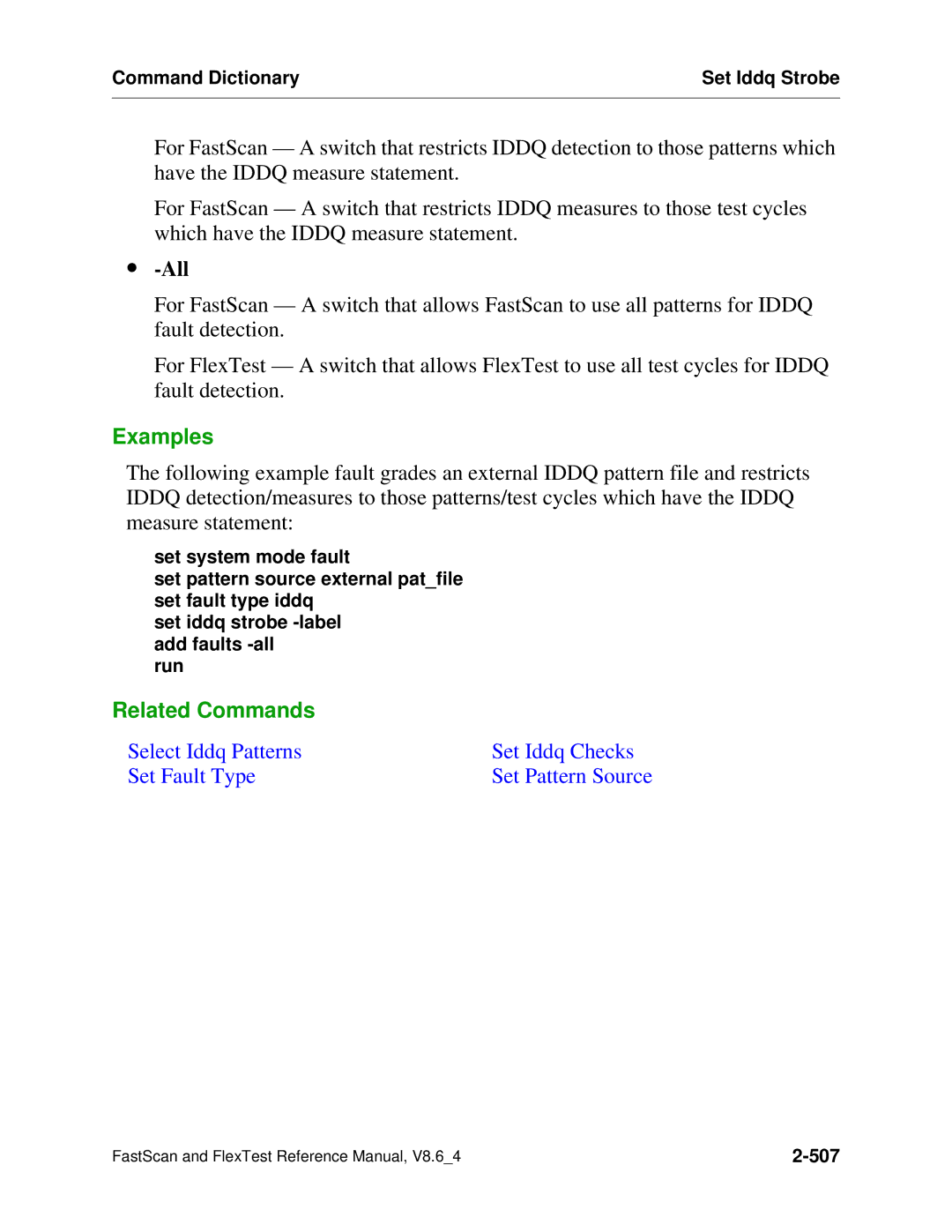 Mentor v8.6_4 manual Select Iddq Patterns Set Iddq Checks Set Fault Type 