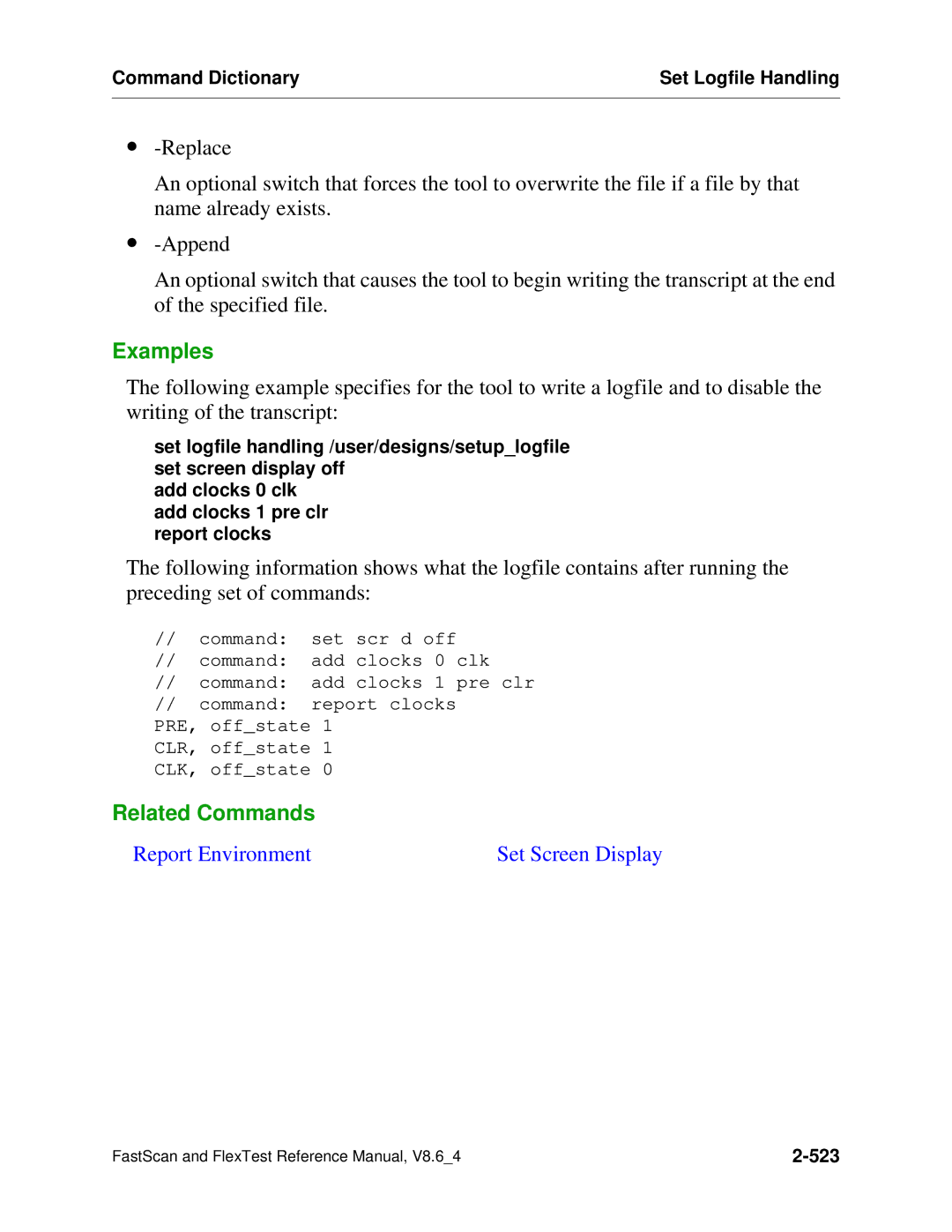 Mentor v8.6_4 manual Report Environment Set Screen Display 