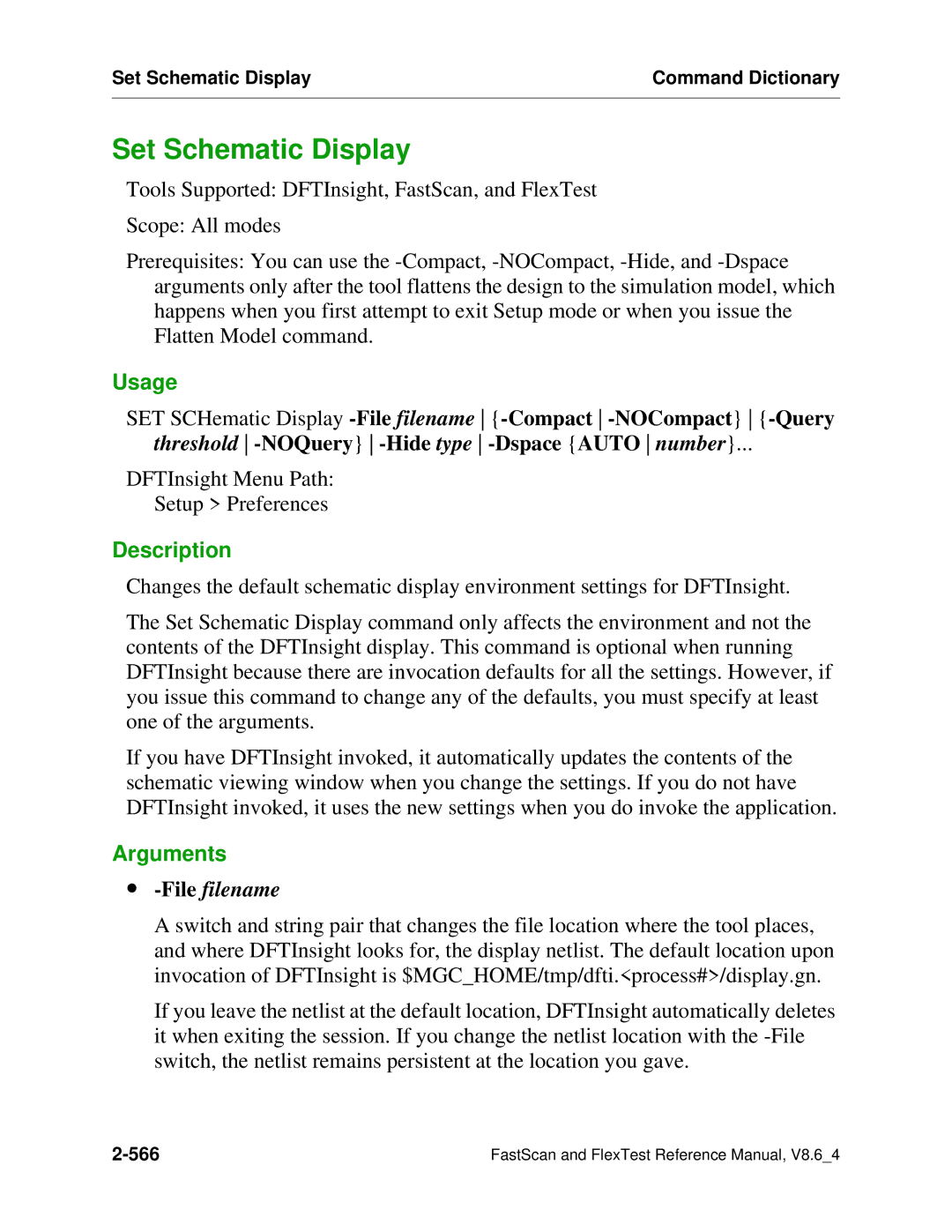 Mentor v8.6_4 manual Set Schematic Display, Threshold -NOQuery -Hide type -Dspace Auto number, ∙ -Filefilename 