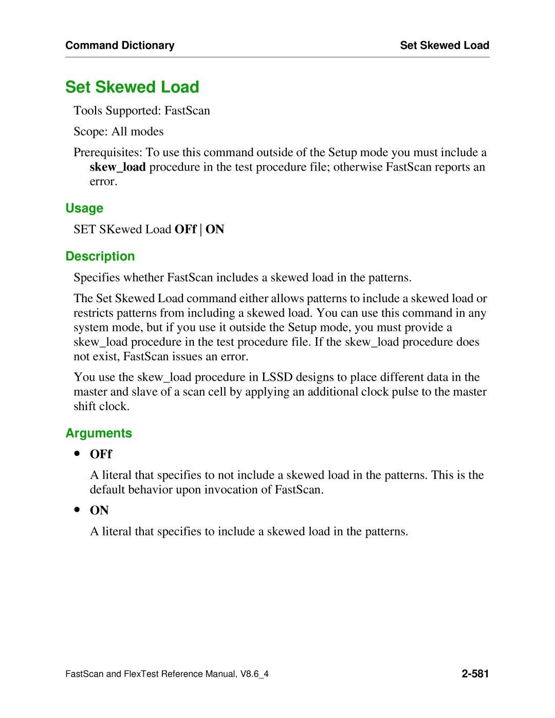 Mentor v8.6_4 manual Set Skewed Load, ∙ OFf 