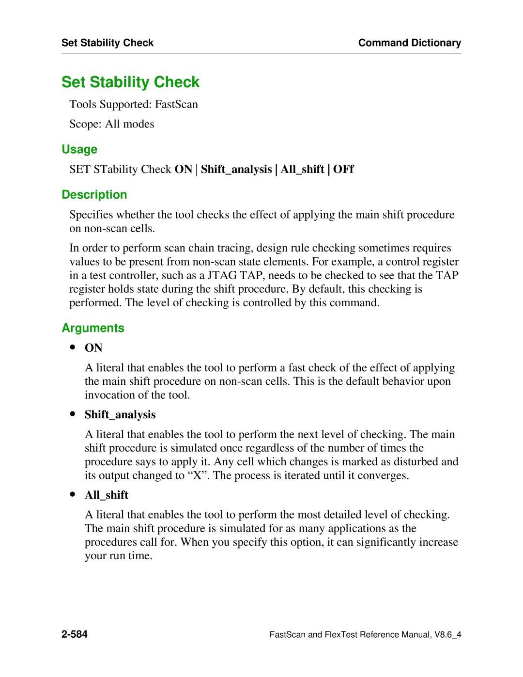 Mentor v8.6_4 manual Set Stability Check, SET STability Check on Shiftanalysis Allshift OFf, ∙ Shiftanalysis, ∙ Allshift 