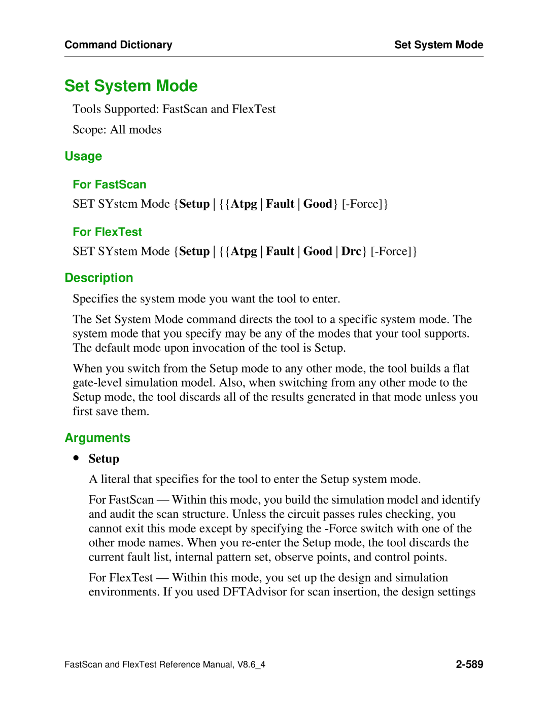 Mentor v8.6_4 manual Set System Mode, ∙ Setup 