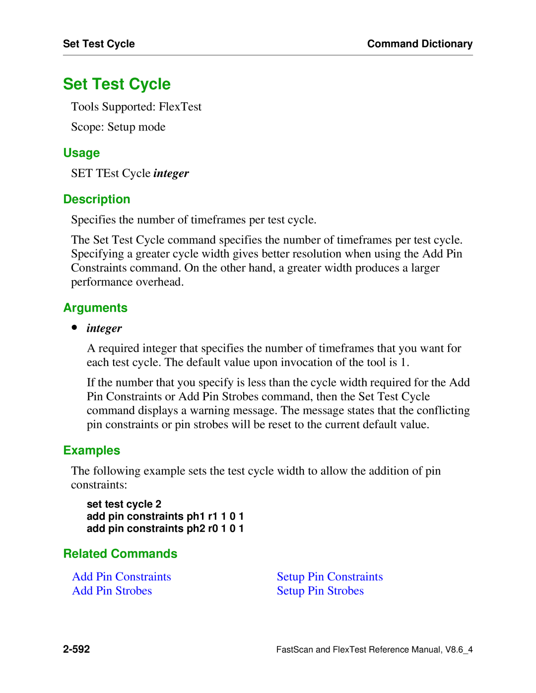 Mentor v8.6_4 manual Set Test Cycle, ∙ integer 