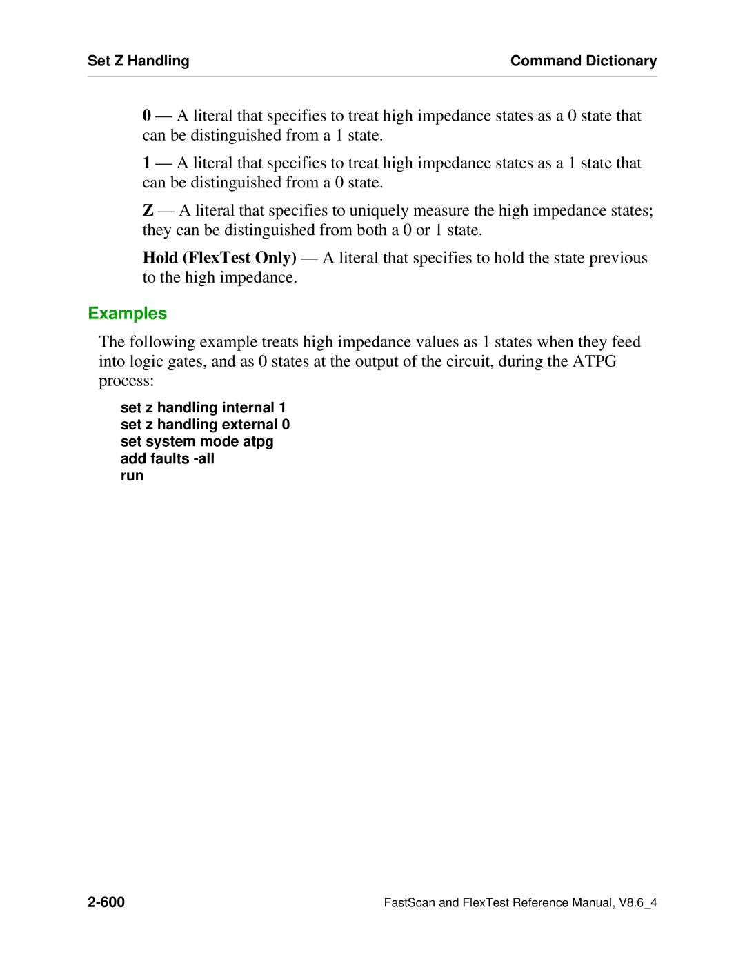 Mentor v8.6_4 manual Set Z Handling Command Dictionary 