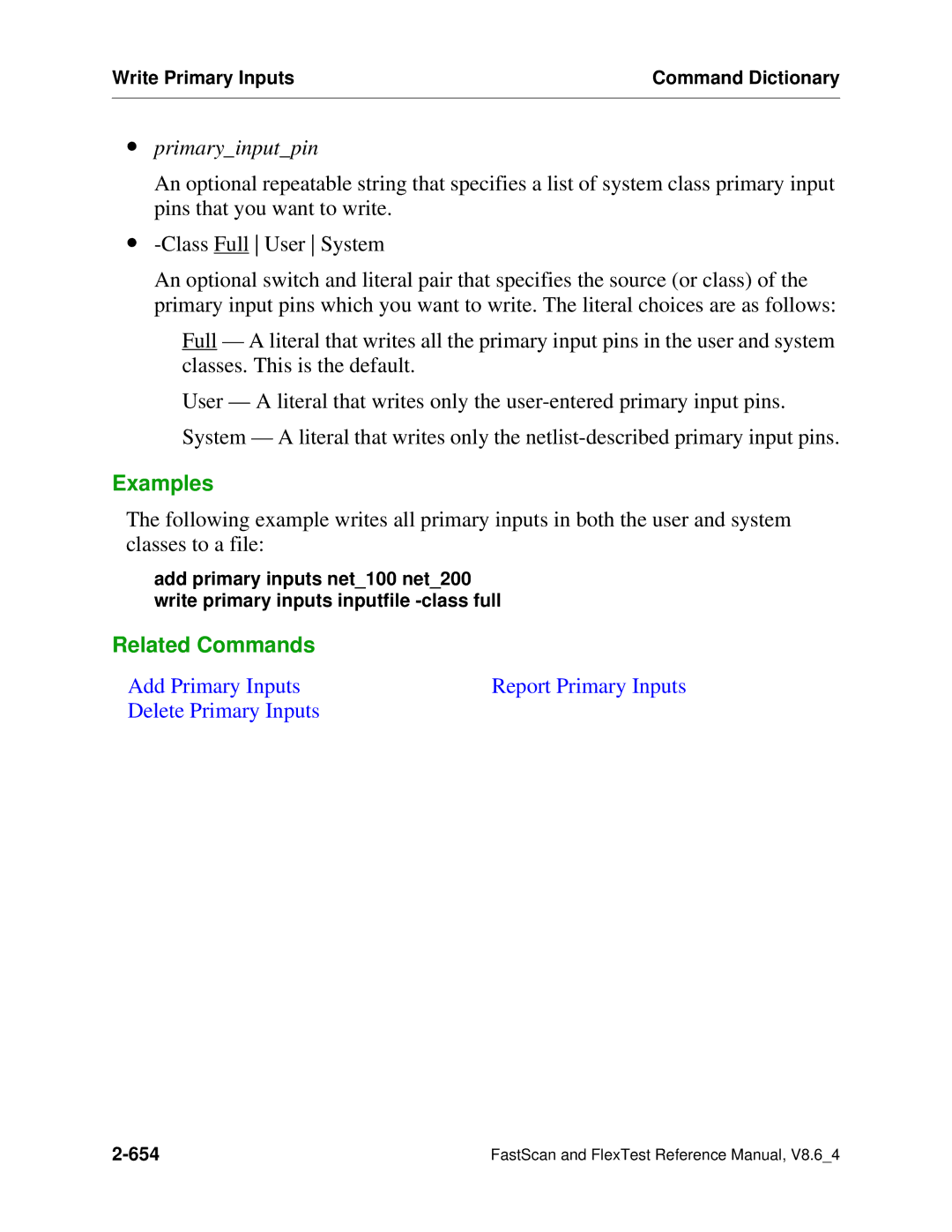 Mentor v8.6_4 manual Write Primary Inputs Command Dictionary 