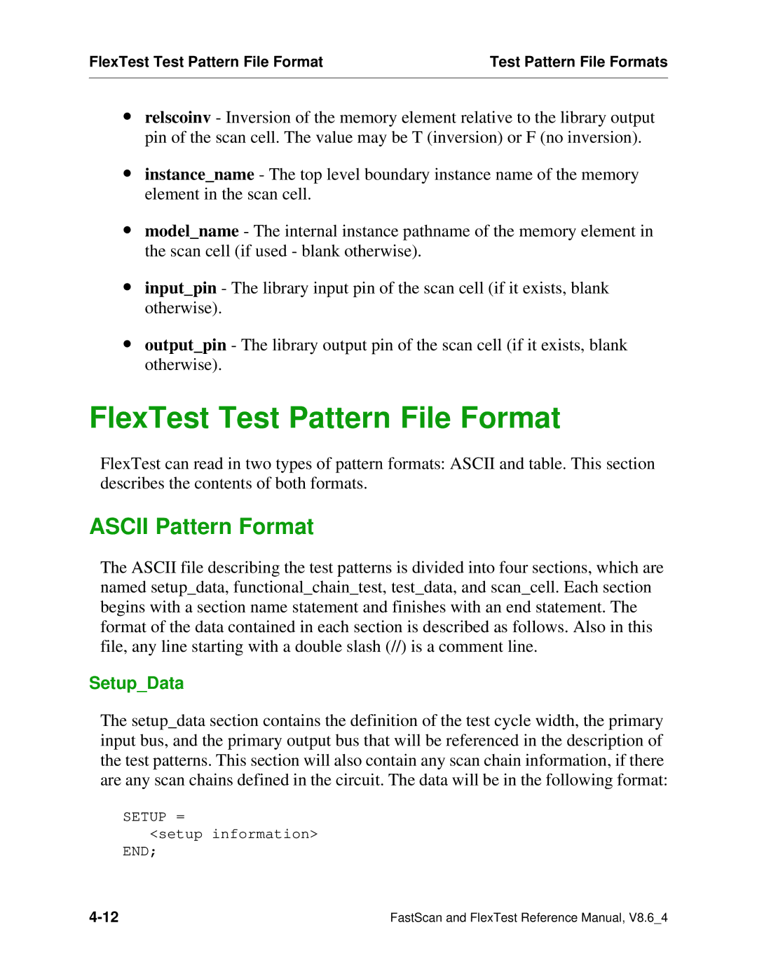 Mentor v8.6_4 manual FlexTest Test Pattern File Format, Ascii Pattern Format 