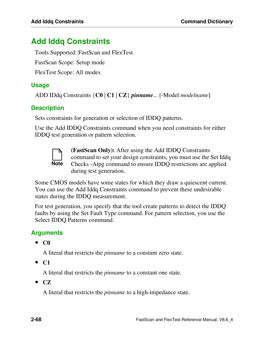 Mentor v8.6_4 manual Add Iddq Constraints, ∙ Cz 