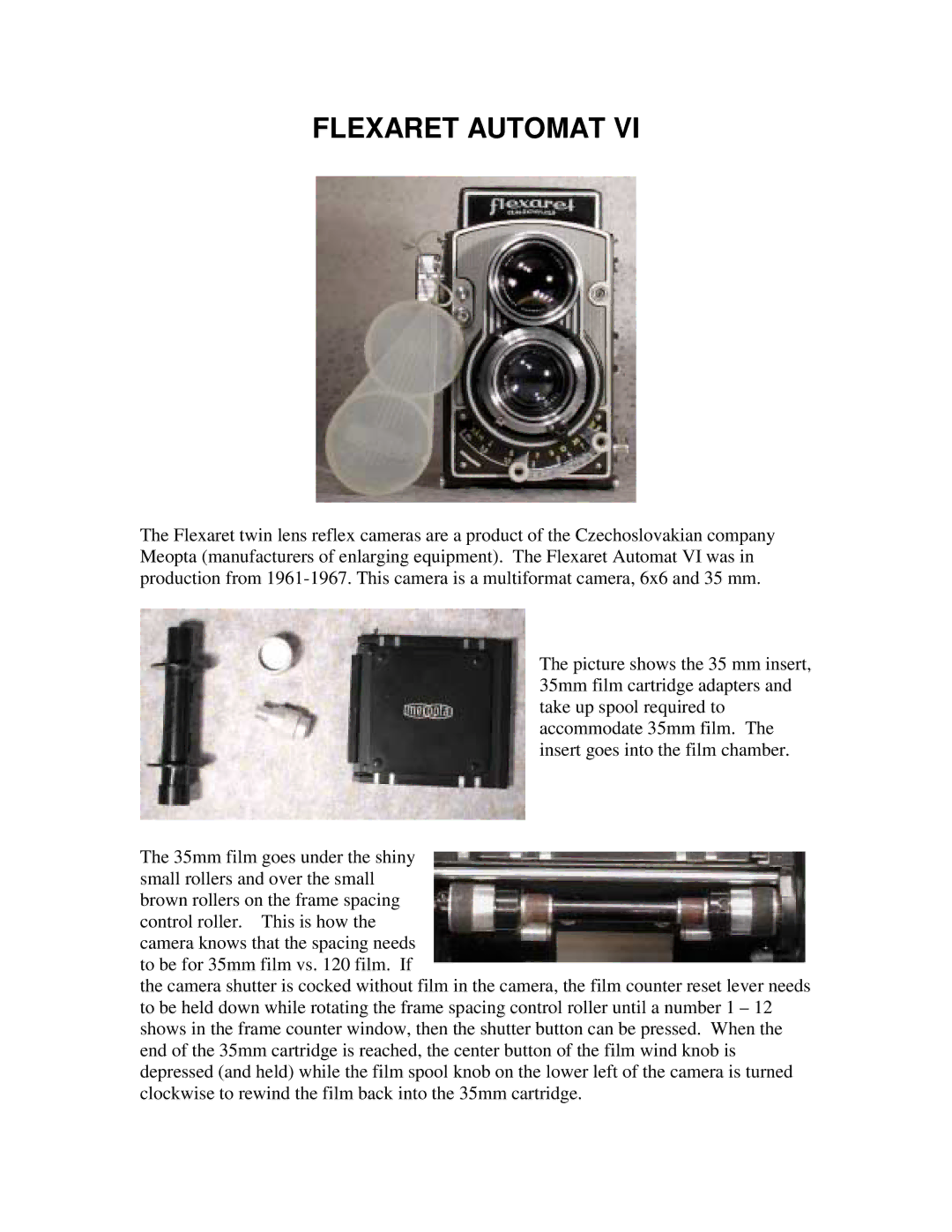 Meopta FLEXARET AUTOMAT VI manual Flexaret Automat 