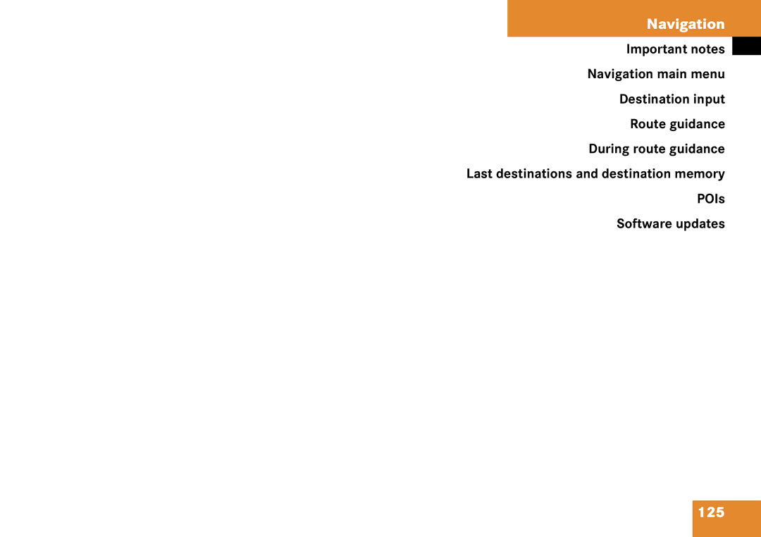 Mercedes-Benz 6515 6786 13 manual Navigation, 125 