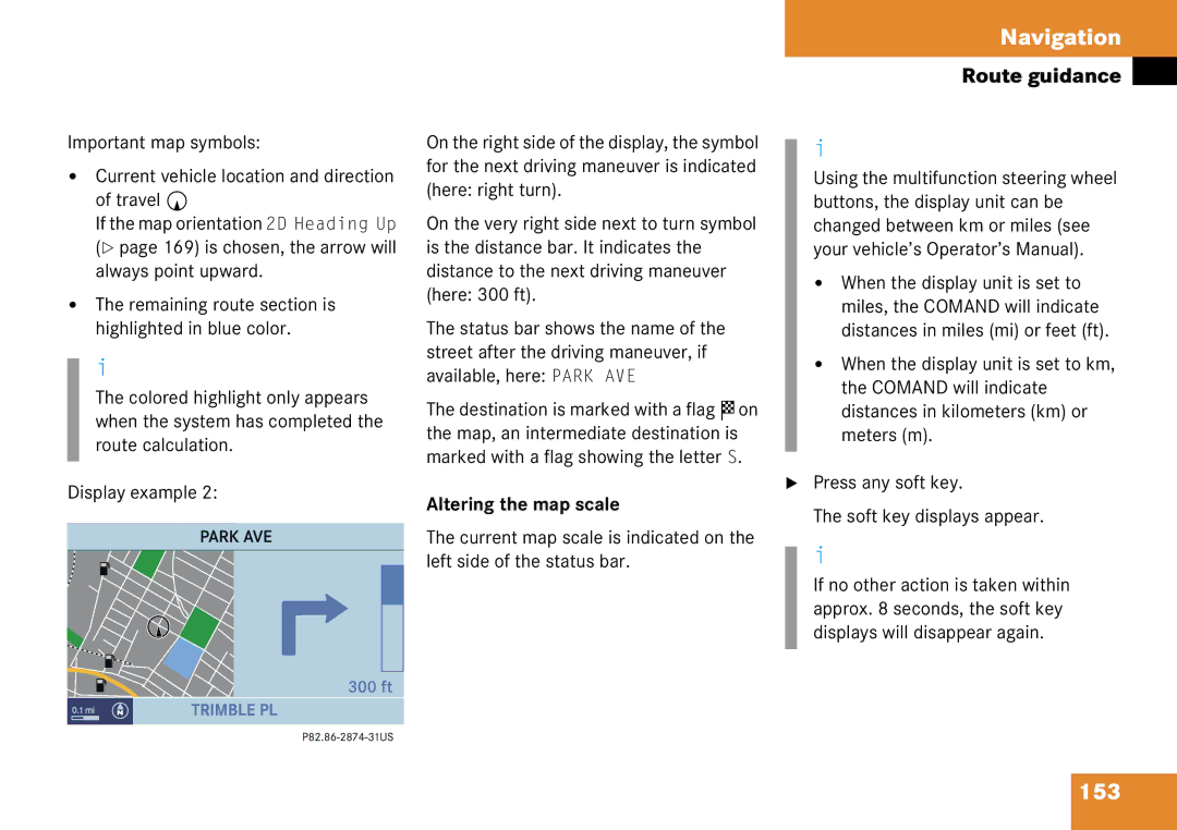 Mercedes-Benz 6515 6786 13 manual 153, Altering the map scale 