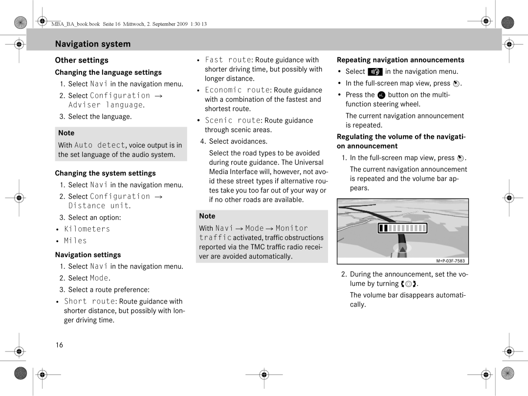 Mercedes-Benz A 002 584 34 71 operating instructions Other settings 