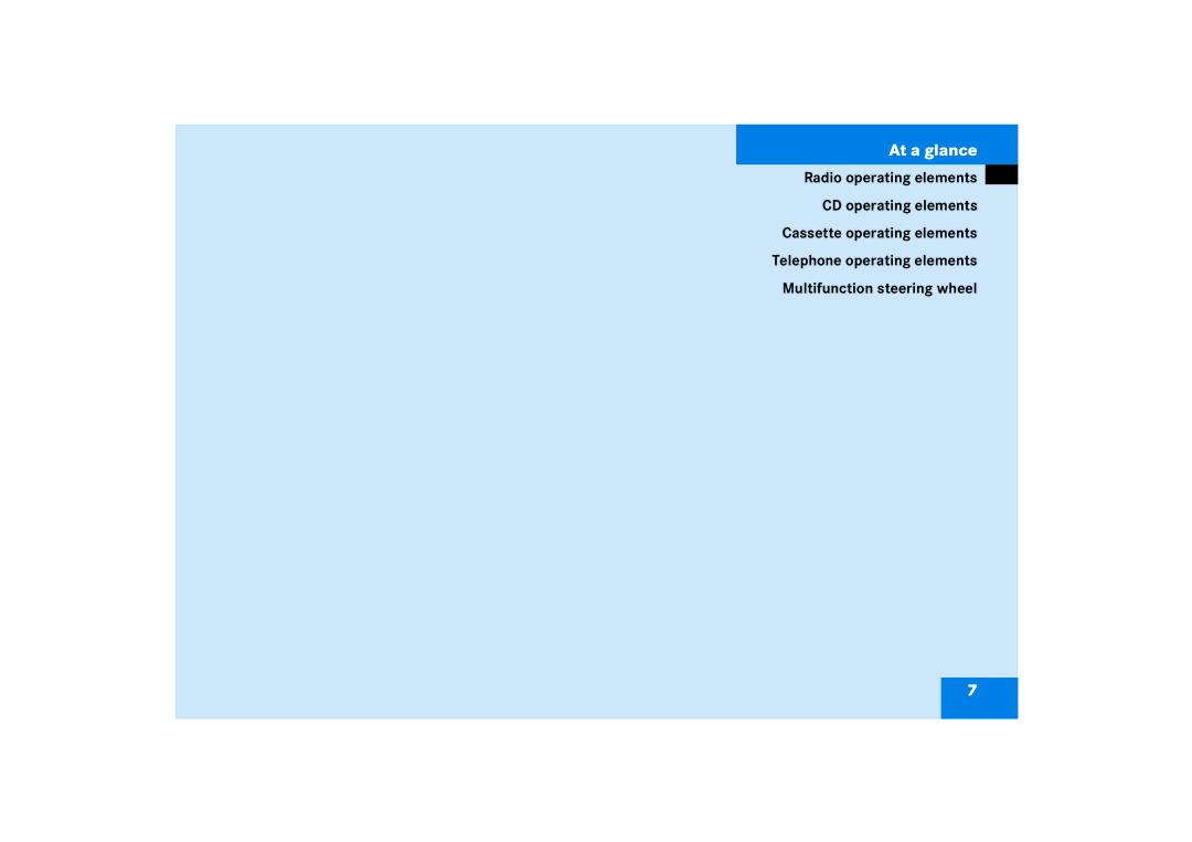 Mercedes-Benz Audio 50 manual At a glance, Radio operating elements CD operating elements 