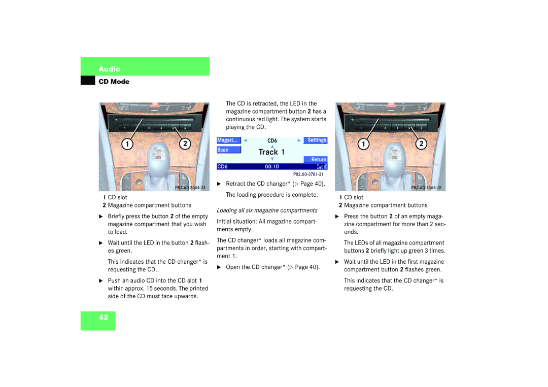 Mercedes-Benz Audio 50 manual Loading all six magazine compartments 