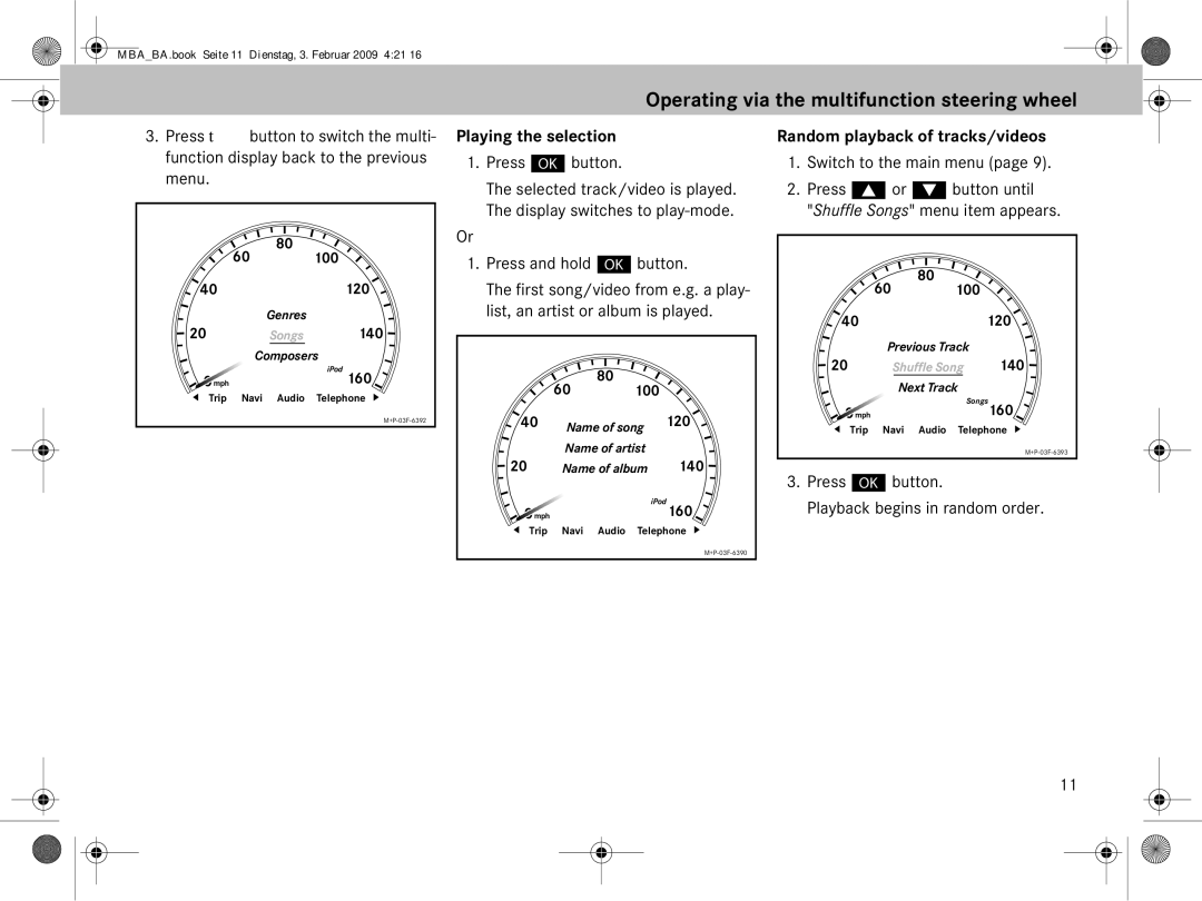 Mercedes-Benz B6 782 4573 Playing the selection, Press # button, Press and hold # button, Random playback of tracks/videos 