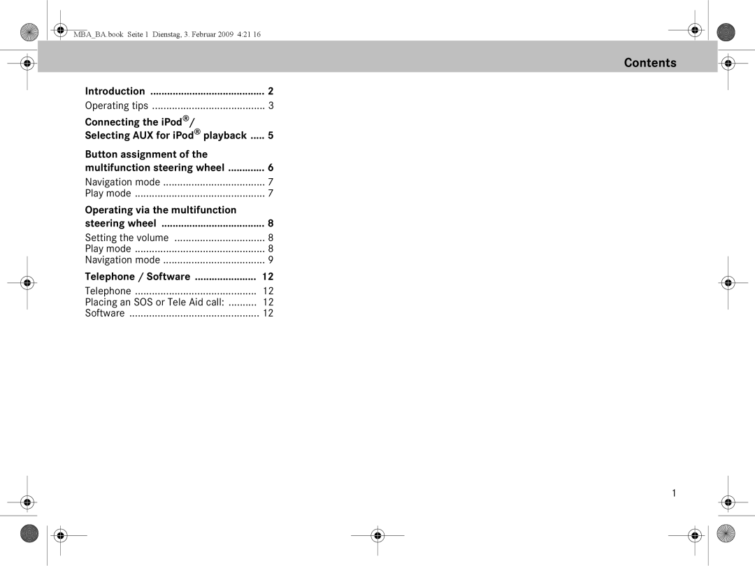 Mercedes-Benz B6 782 4573 manual Contents 