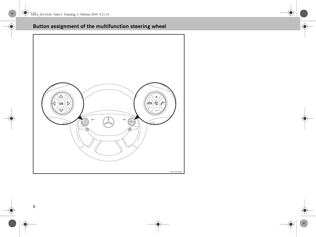 Mercedes-Benz B6 782 4573 manual Button assignment of the multifunction steering wheel 