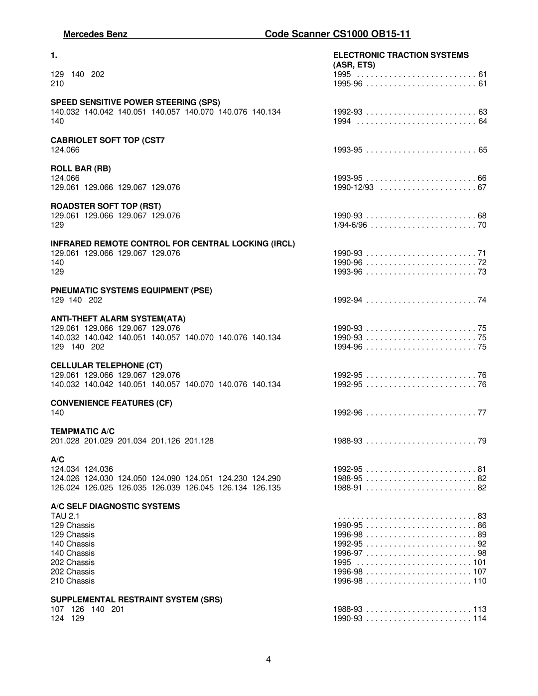 Mercedes-Benz CS1000 manual Electronic Traction Systems ASR, ETS 