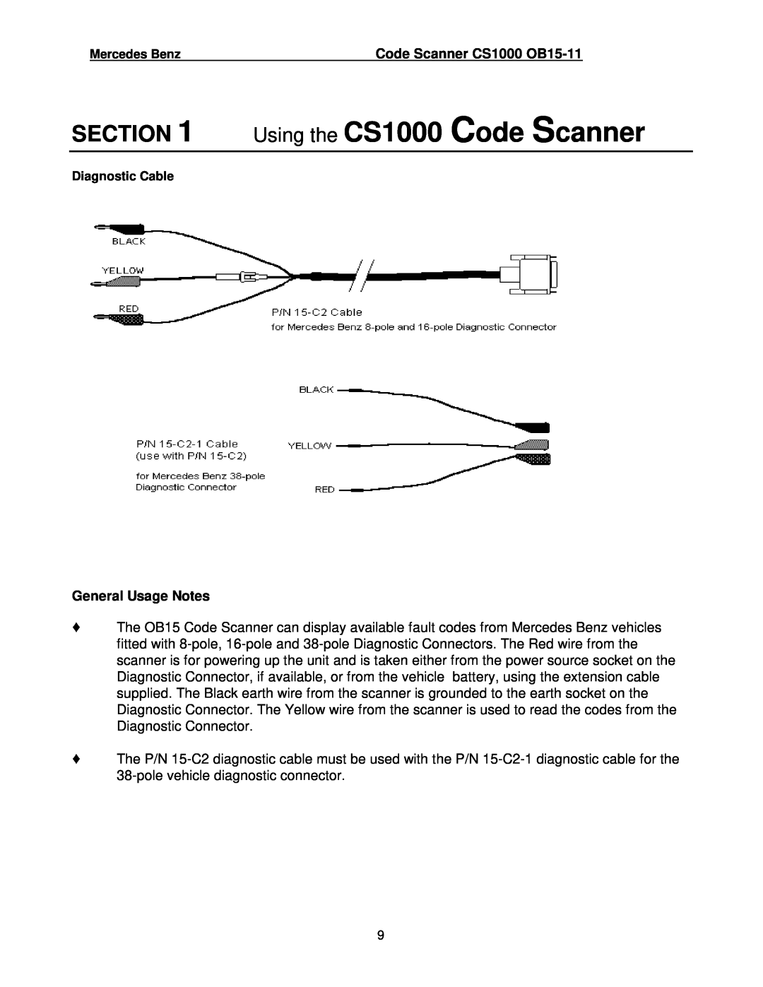 Mercedes-Benz manual Using the CS1000 Code Scanner, General Usage Notes 