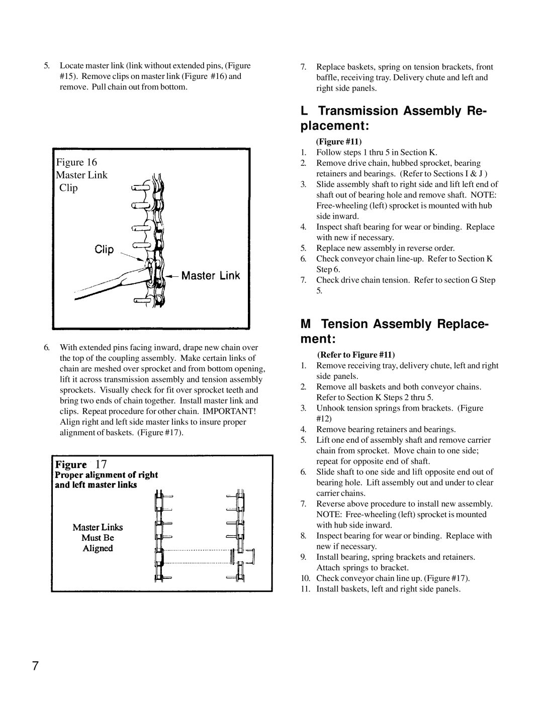 Merco Savory C-40 manual Transmission Assembly Re- placement, Tension Assembly Replace- ment, Refer to Figure #11 