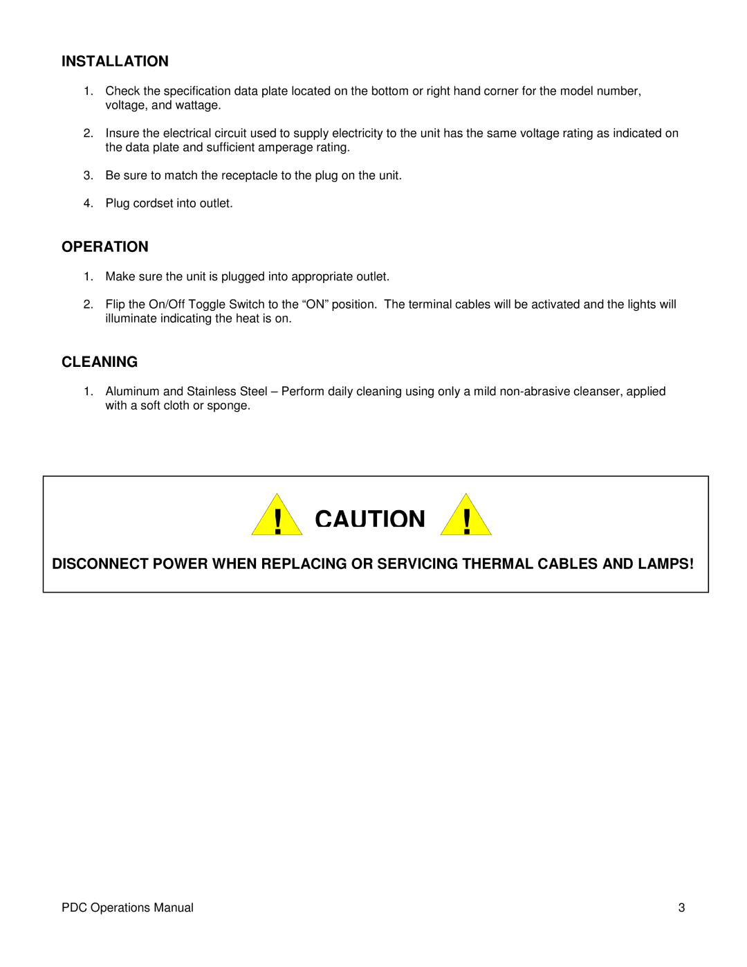 Merco Savory PDC-2418, PDC-4818, PDC-4826 operating instructions Installation, Operation, Cleaning 