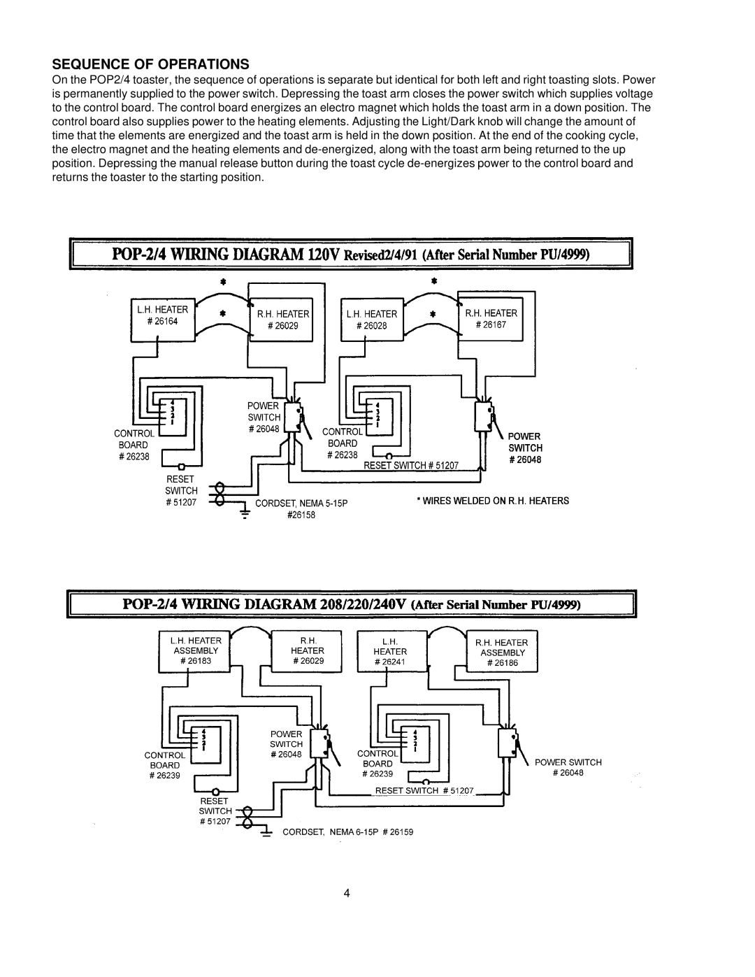 Merco Savory POP-2/4 service manual Sequence of Operations 