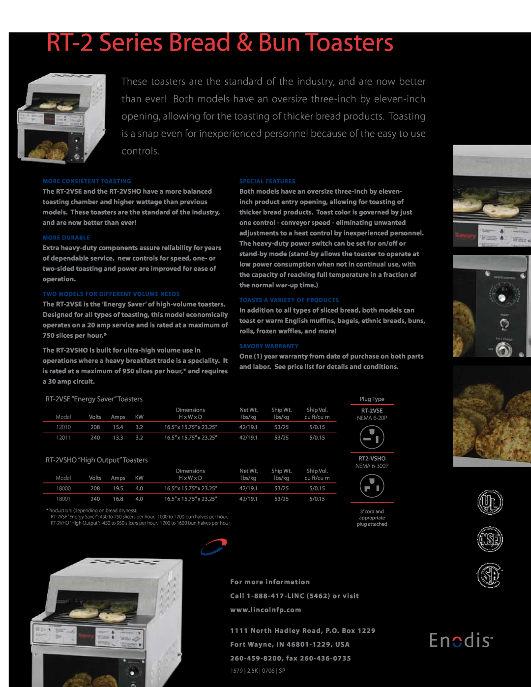 Merco Savory RT-2 Series RT-2Series Bread & Bun Toasters, RT-2VSE“Energy Saver”Toasters, RT-2VSHO“High Output”Toasters 