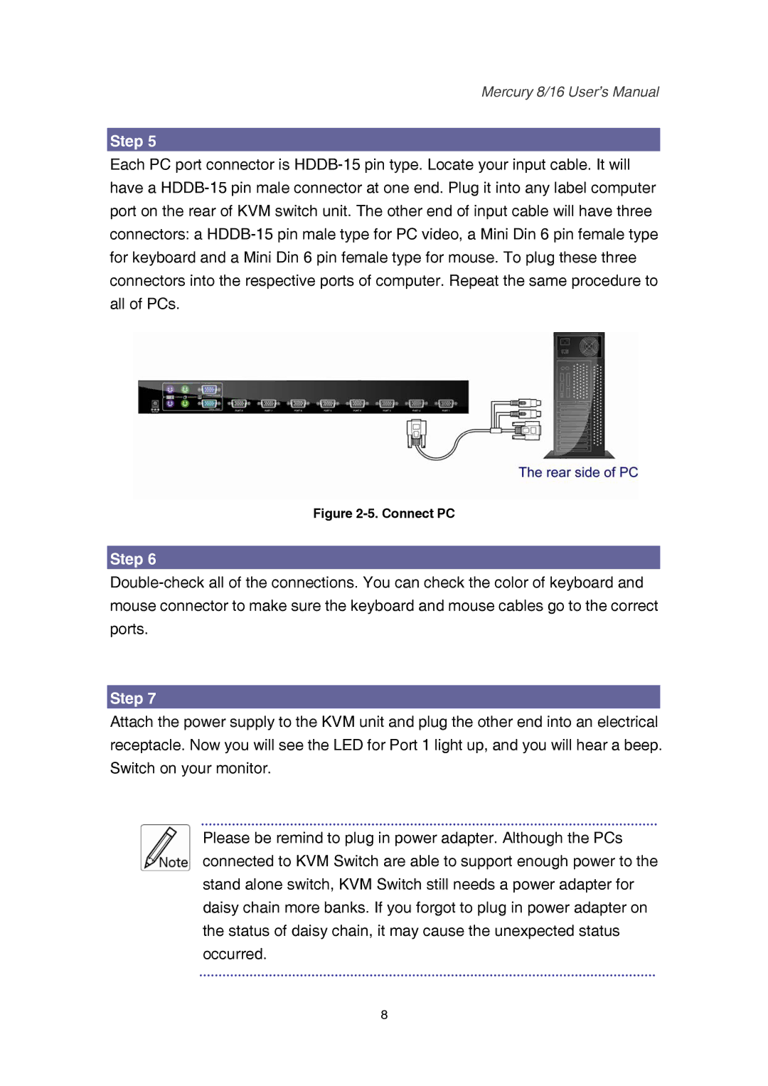 Mercury 8, 16 user manual Connect PC 