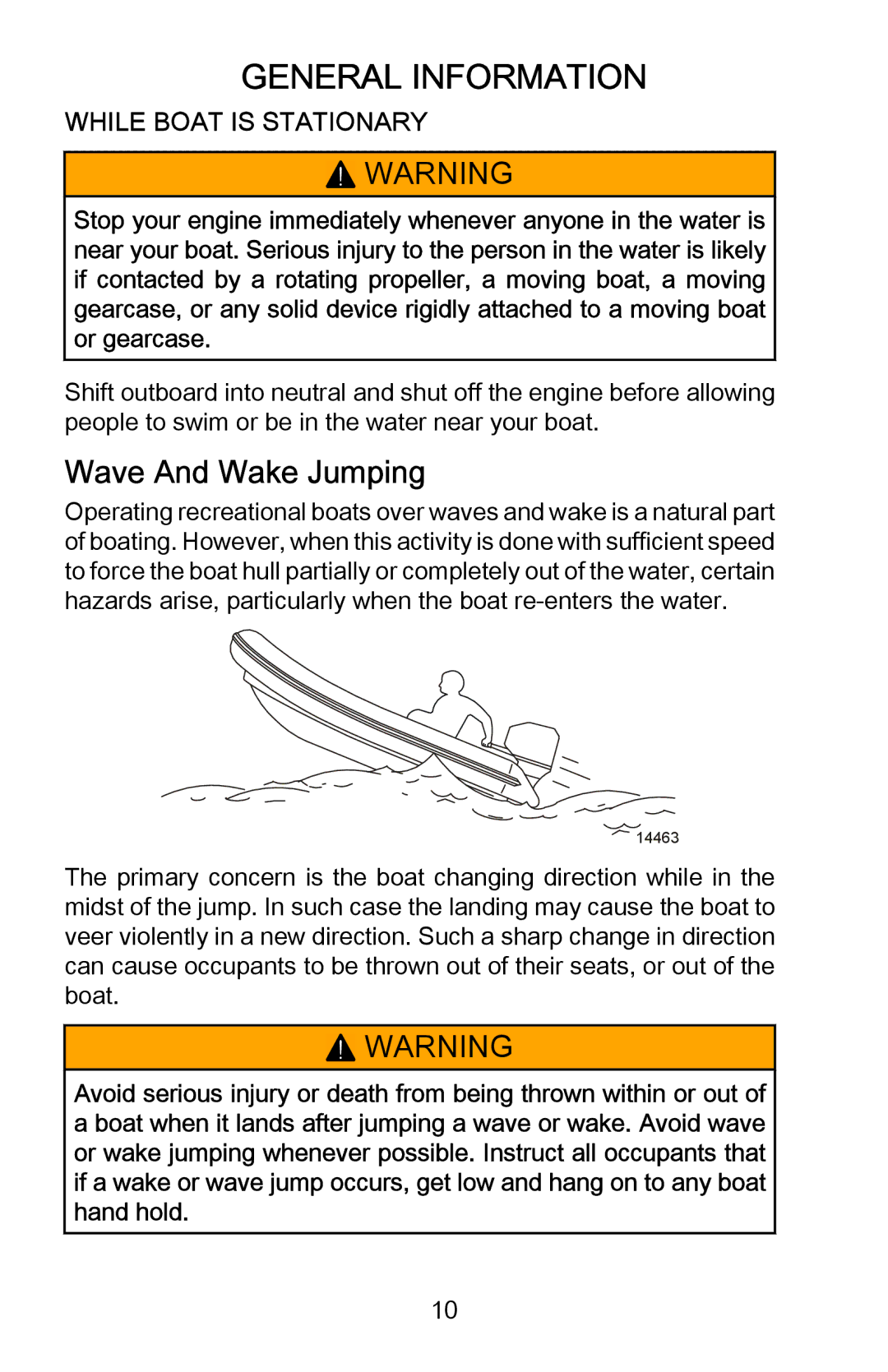 Mercury Marine 898393001 manual Wave And Wake Jumping, While Boat is Stationary 