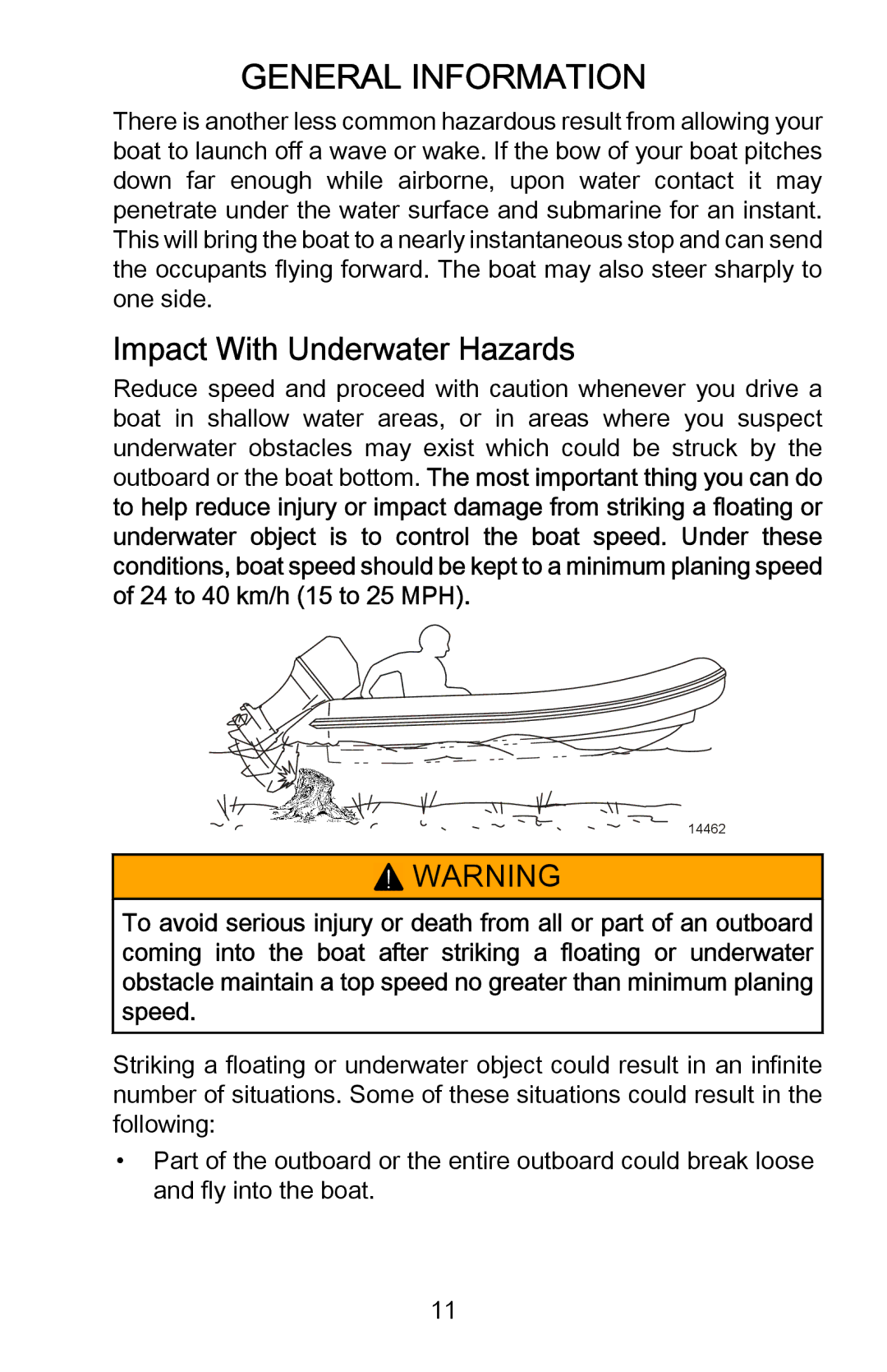 Mercury Marine 898393001 manual Impact With Underwater Hazards 