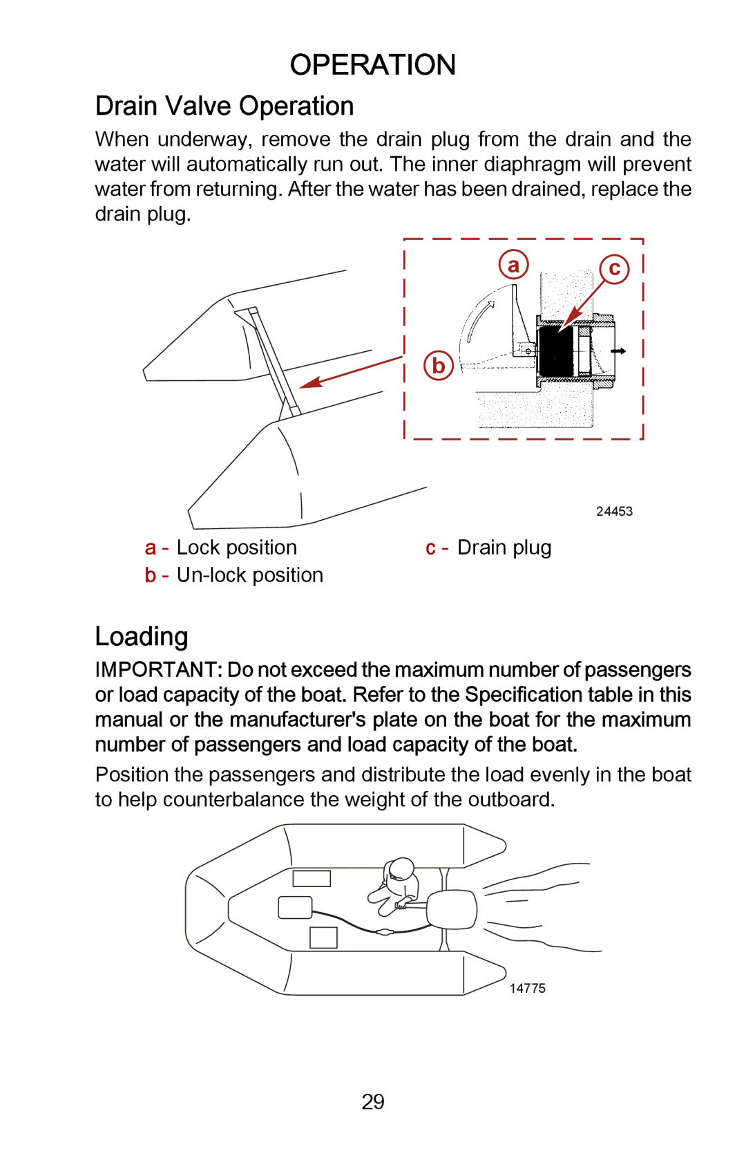 Mercury Marine 898393001 manual Drain Valve Operation, Loading 