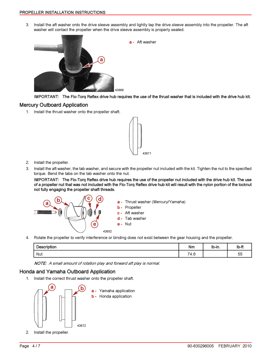 Mercury Marine 90-830296005 manual Mercury Outboard Application, Honda and Yamaha Outboard Application 