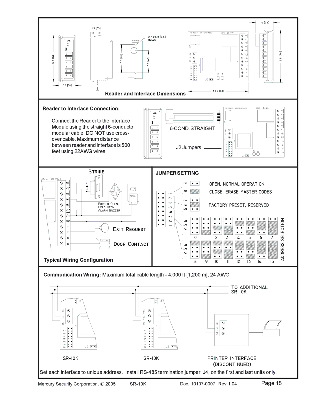 Mercury SR-10K Mag-Stripe Access System manual Strike 