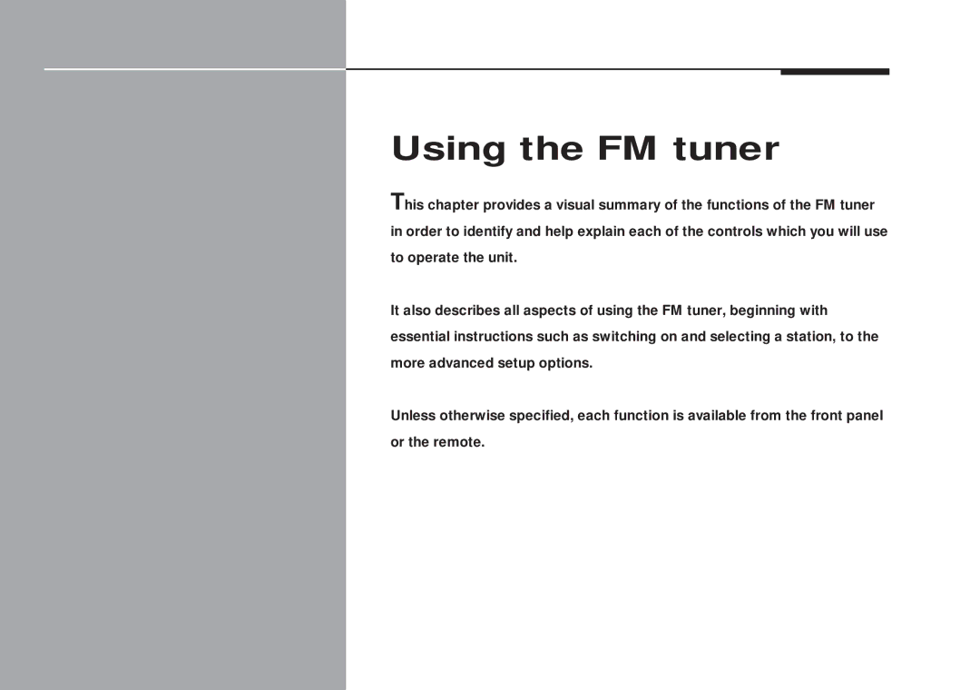 Meridian America 504 manual Using the FM tuner 