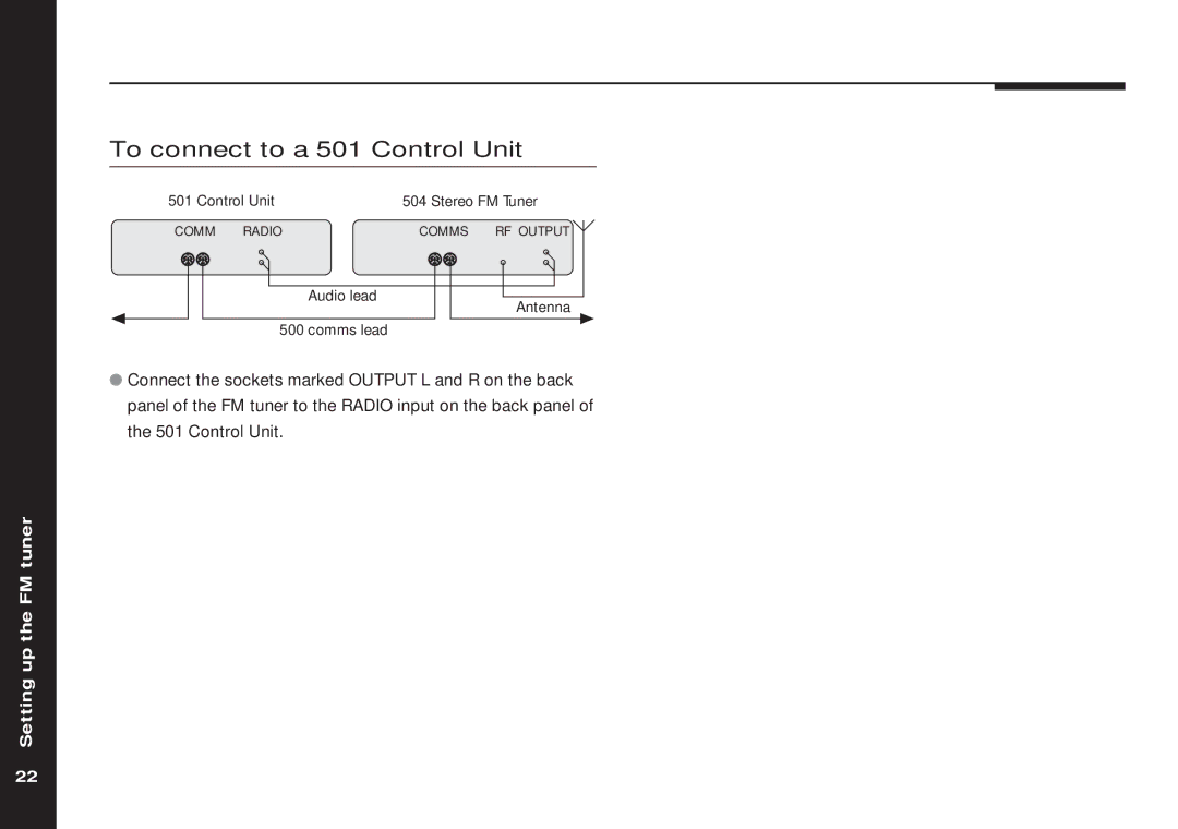 Meridian America 504 manual To connect to a 501 Control Unit 