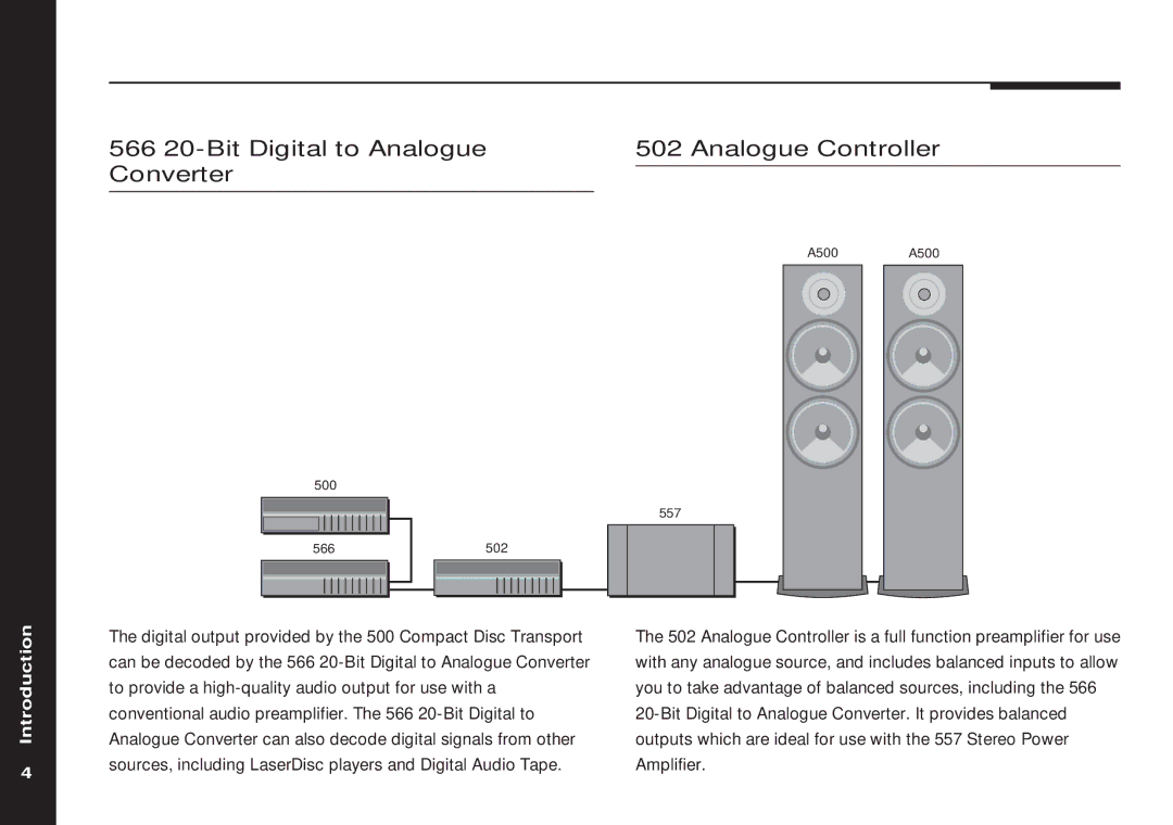 Meridian America 504 manual 566 20-Bit Digital to Analogue Analogue Controller Converter 