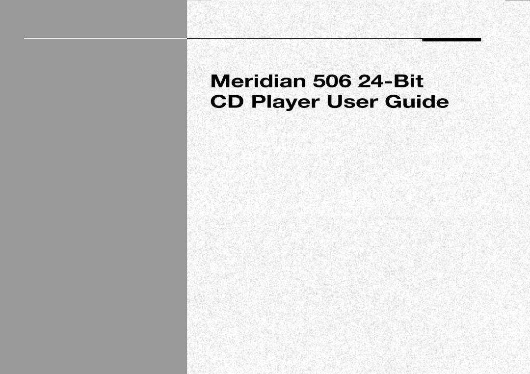 Meridian America manual Meridian 506 24-BitCD Player User Guide, Preface 
