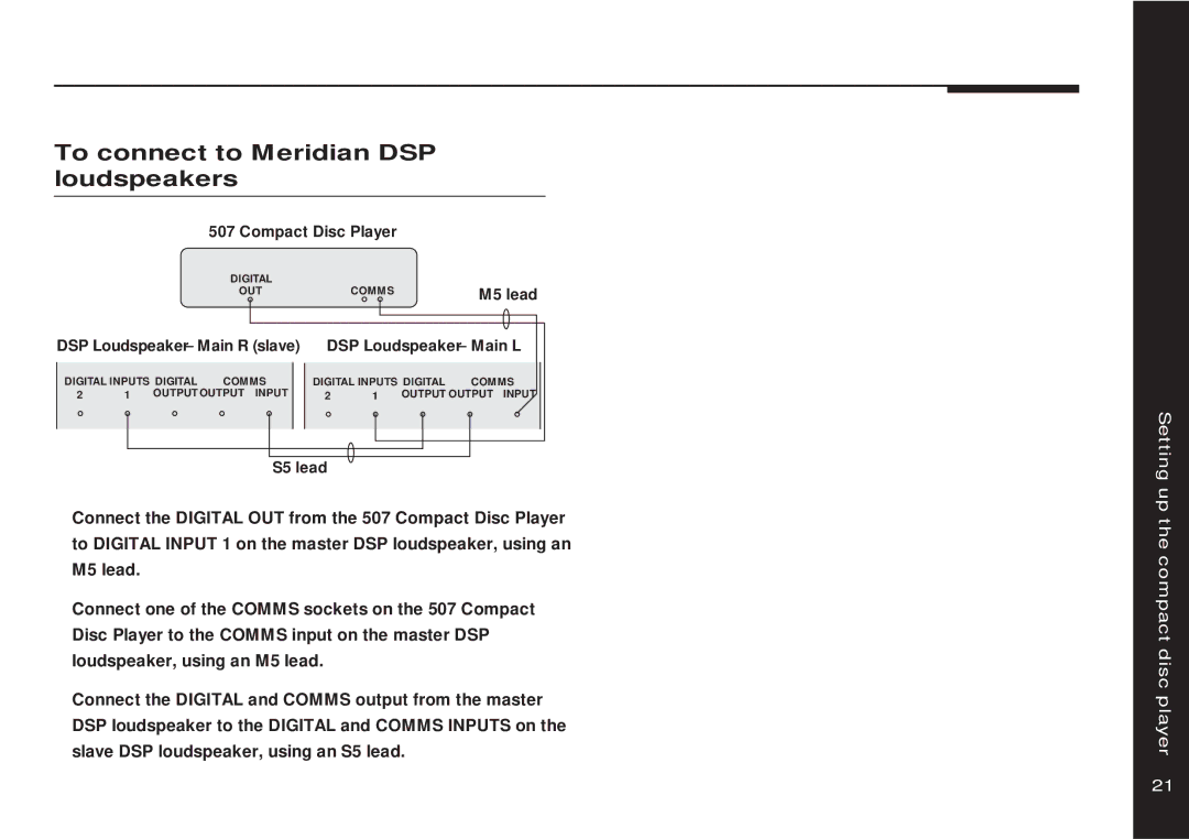 Meridian America 507 manual To connect to Meridian DSP loudspeakers 