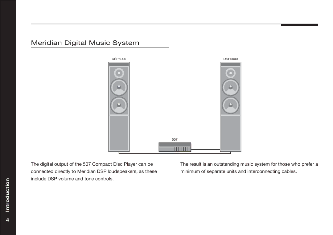 Meridian America 507 manual Meridian Digital Music System 