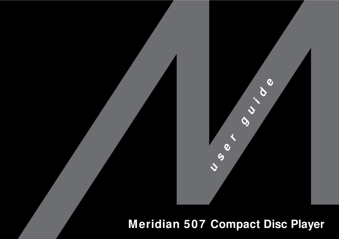 Meridian America manual Meridian 507 Compact Disc Player 