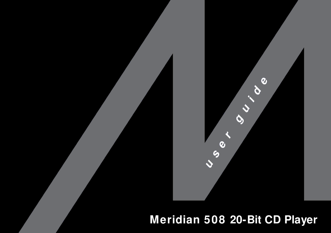 Meridian America manual Meridian 508 20-Bit CD Player 