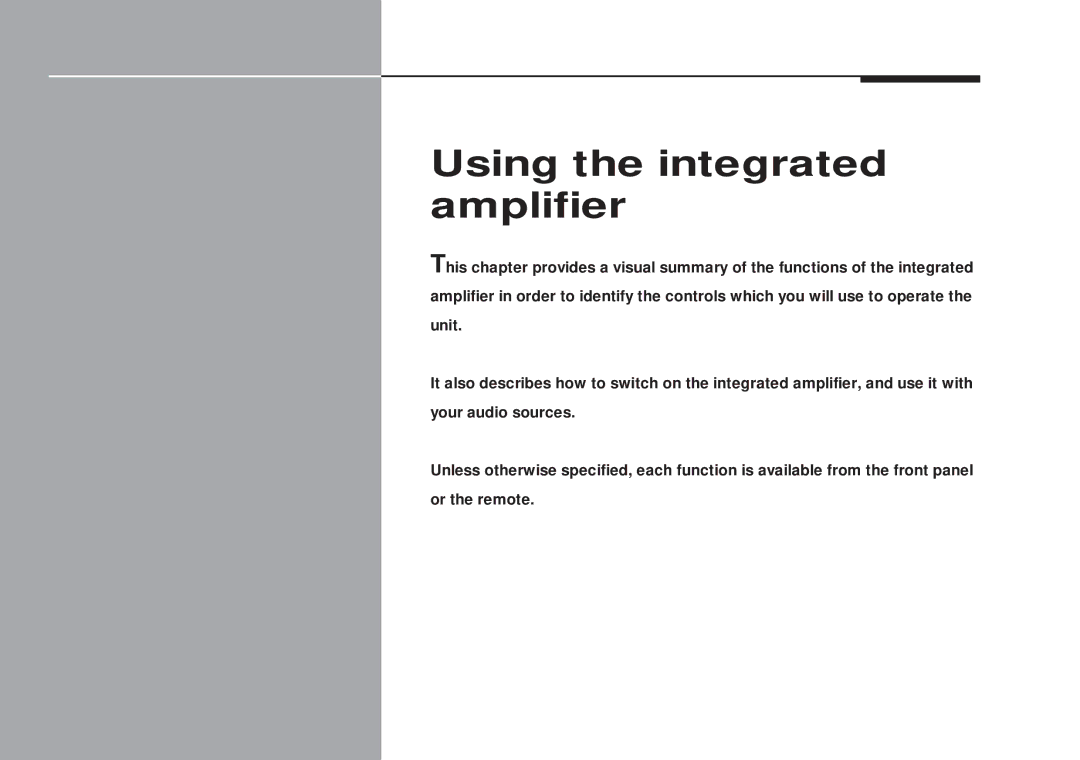 Meridian America 551 manual Using the integrated amplifier 