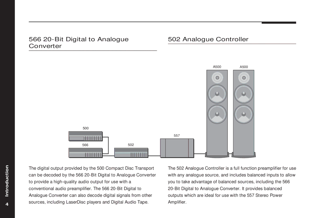 Meridian America 551 manual 566 20-Bit Digital to Analogue Analogue Controller Converter 